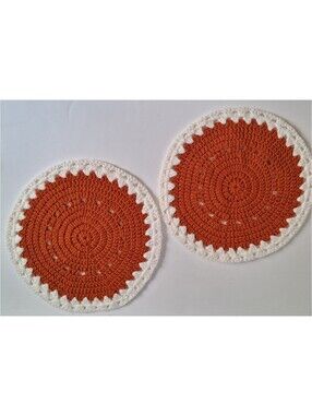 Vintage 70s Handmade Round Crocheted Doily Table Decor Cottagecore Boho